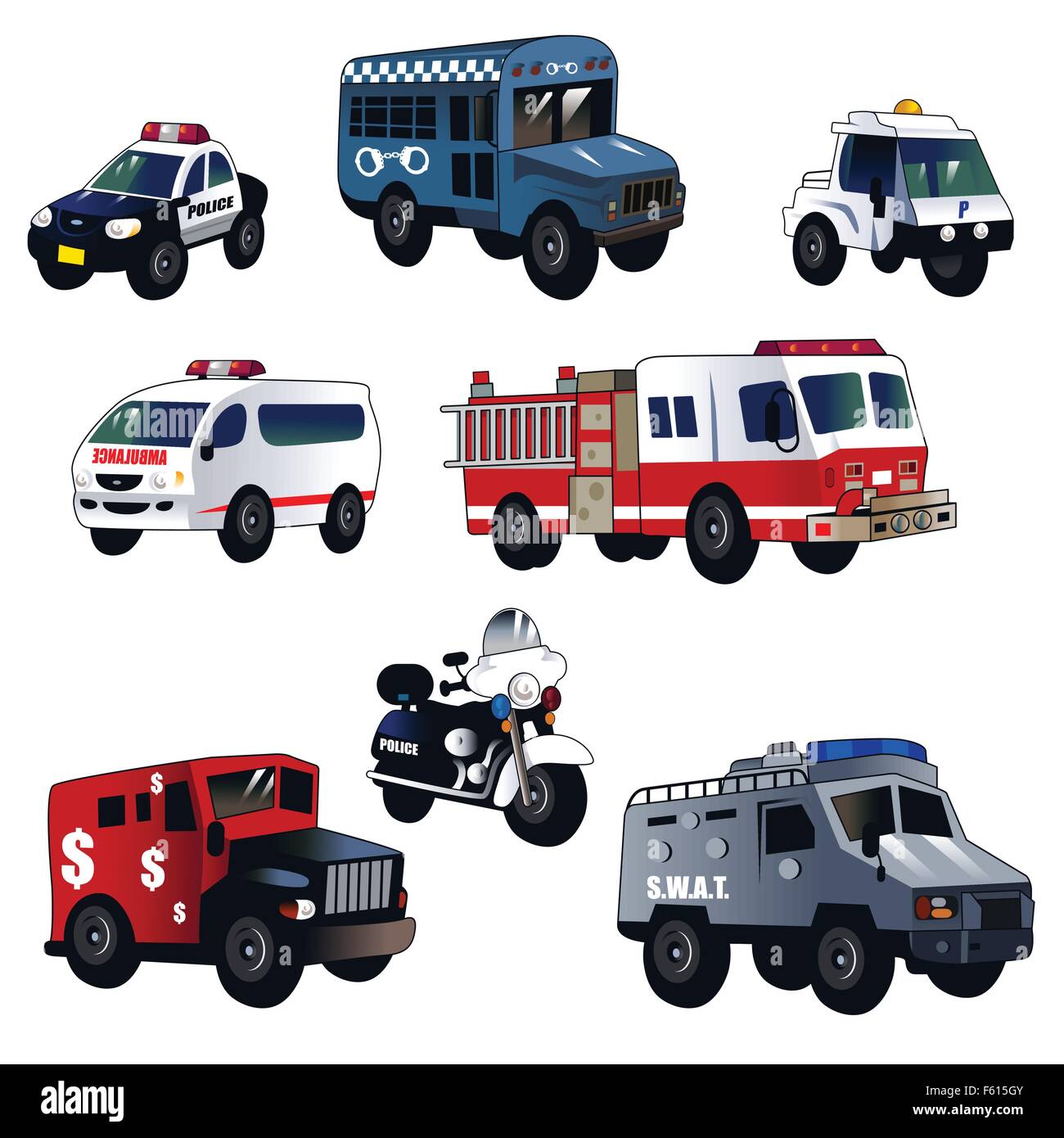 A vector illustration of cartoon law enforcement  cars Stock Vector