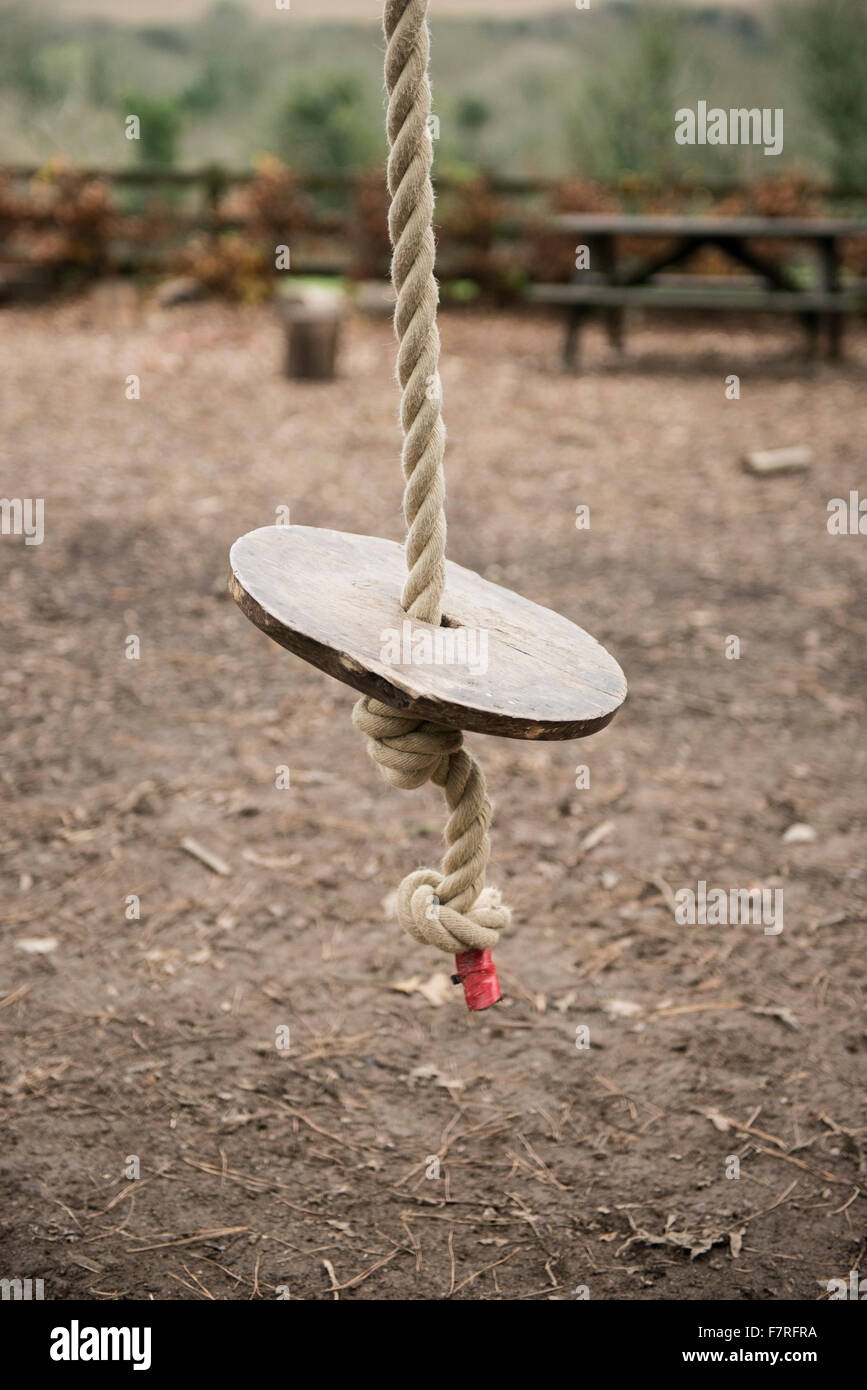 A rope swing at Heligan gardens Stock Photo