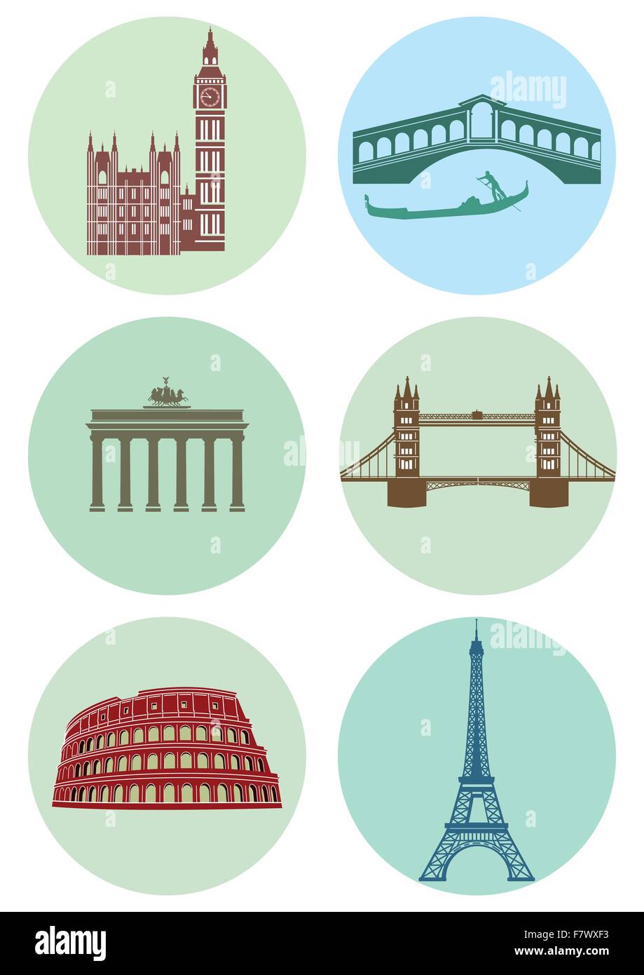 European capitals Stock Vector