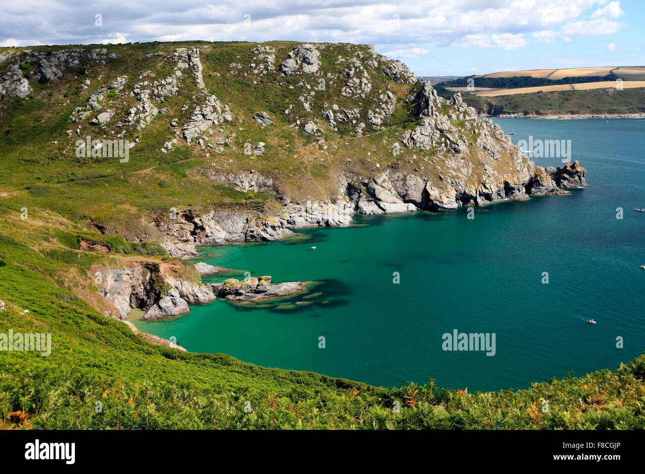 Beautiful light at Starehole Bay, Near Salcombe, South Hams, Devon, England, UK Stock Photo