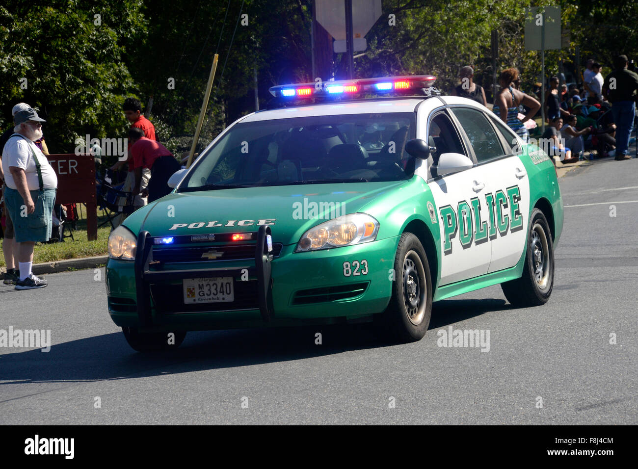 Greenbelt City Police car on a emergency 911 call Stock Photo