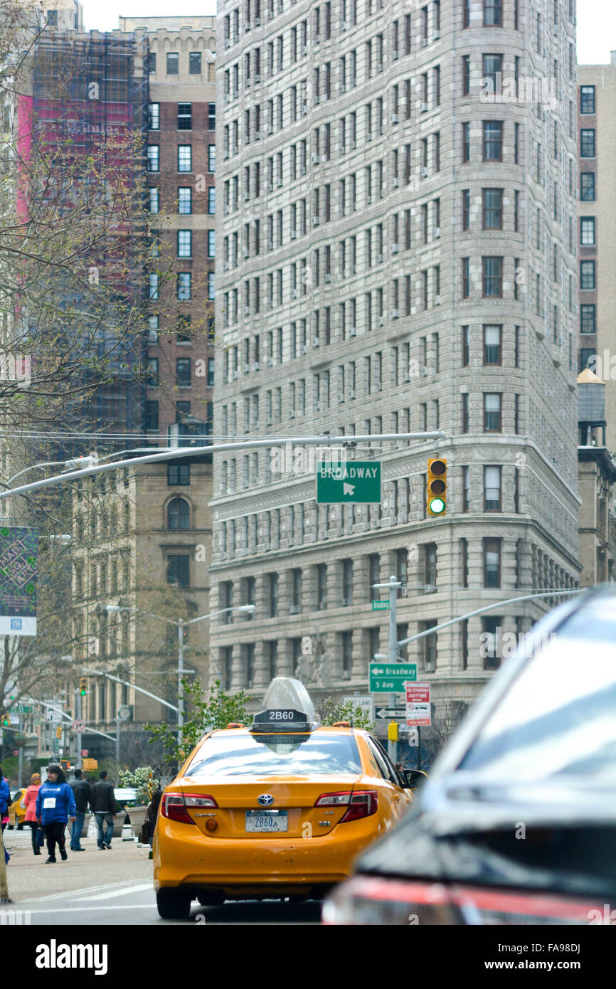 Taxi cab on New York city streets. Stock Photo