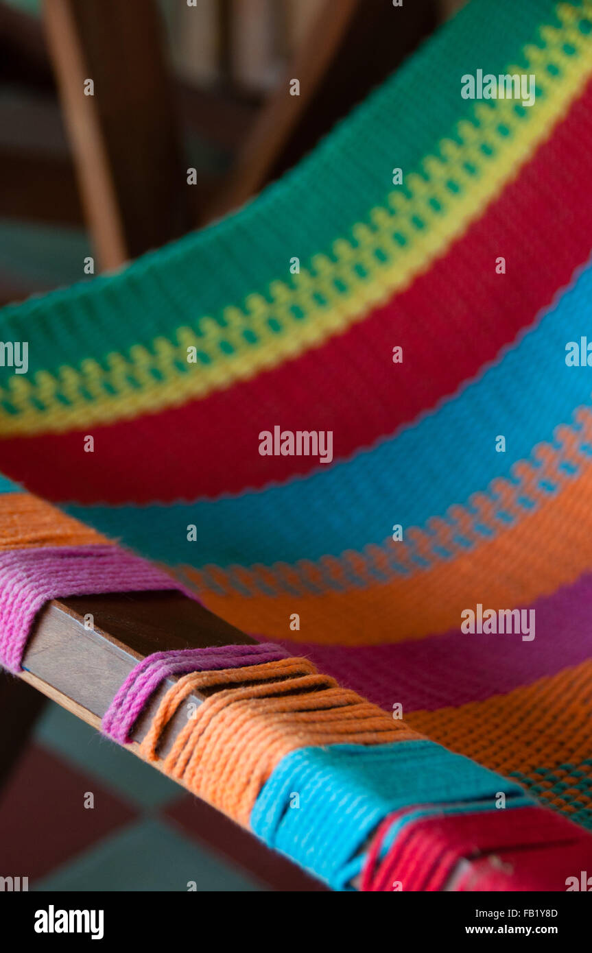 Closeup of Colorful deck chair Stock Photo