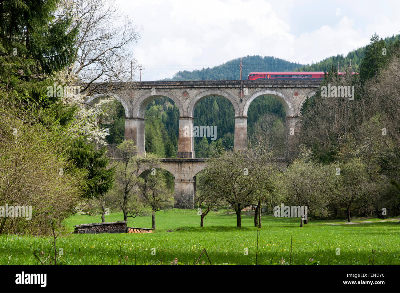 Viaduct Kalte Rinne, UNESCO World Heritage Site Semmering Railway, Styria, Austria Stock Photo