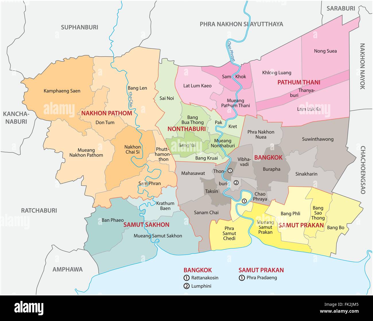 Map Of Bangkok And Surrounding Areas - Arlena Nataline