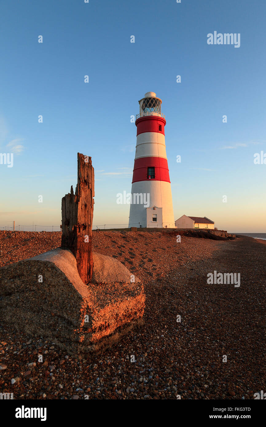 Orford Ness lighthouse at first light Stock Photo