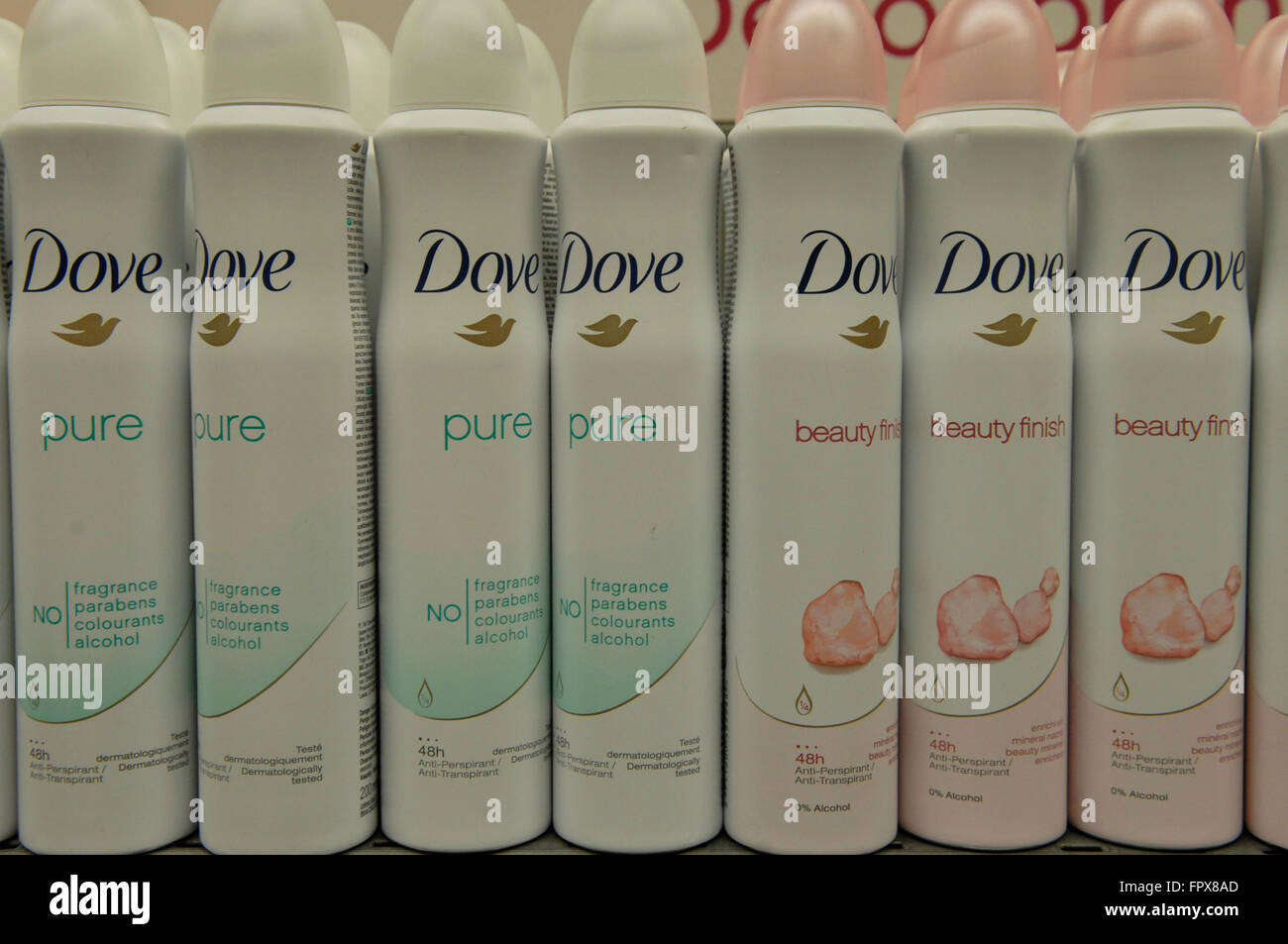 Dove Deodorant Dry Spray Antiperspirant Stock Photo