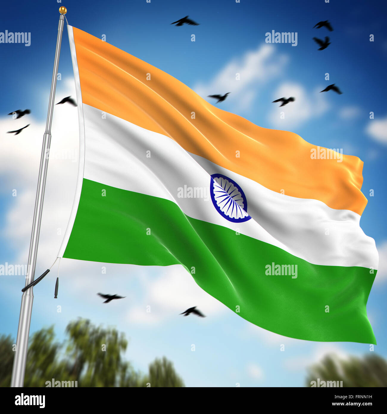 Flag of India , This is a computer generated and 3d rendered image. Stock Photo