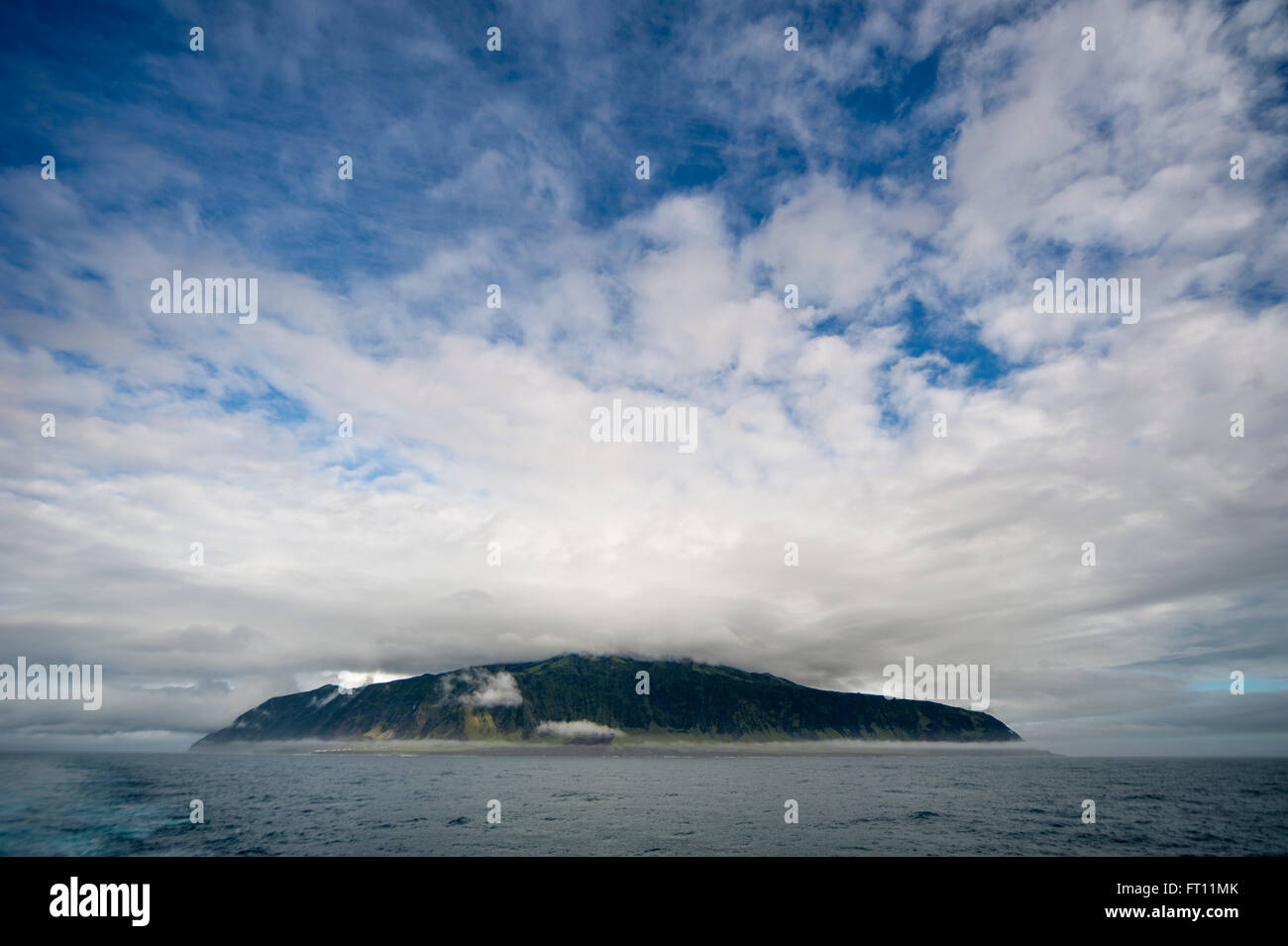 View to Tristan da Cunha island, British Overseas Territory Saint Helena, Ascension and Tristan da Cunha Stock Photo