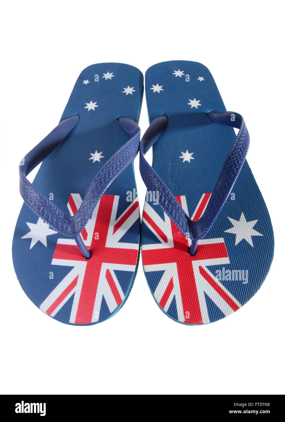 Pair of thongs with Australian flag isolated on white background Stock Photo