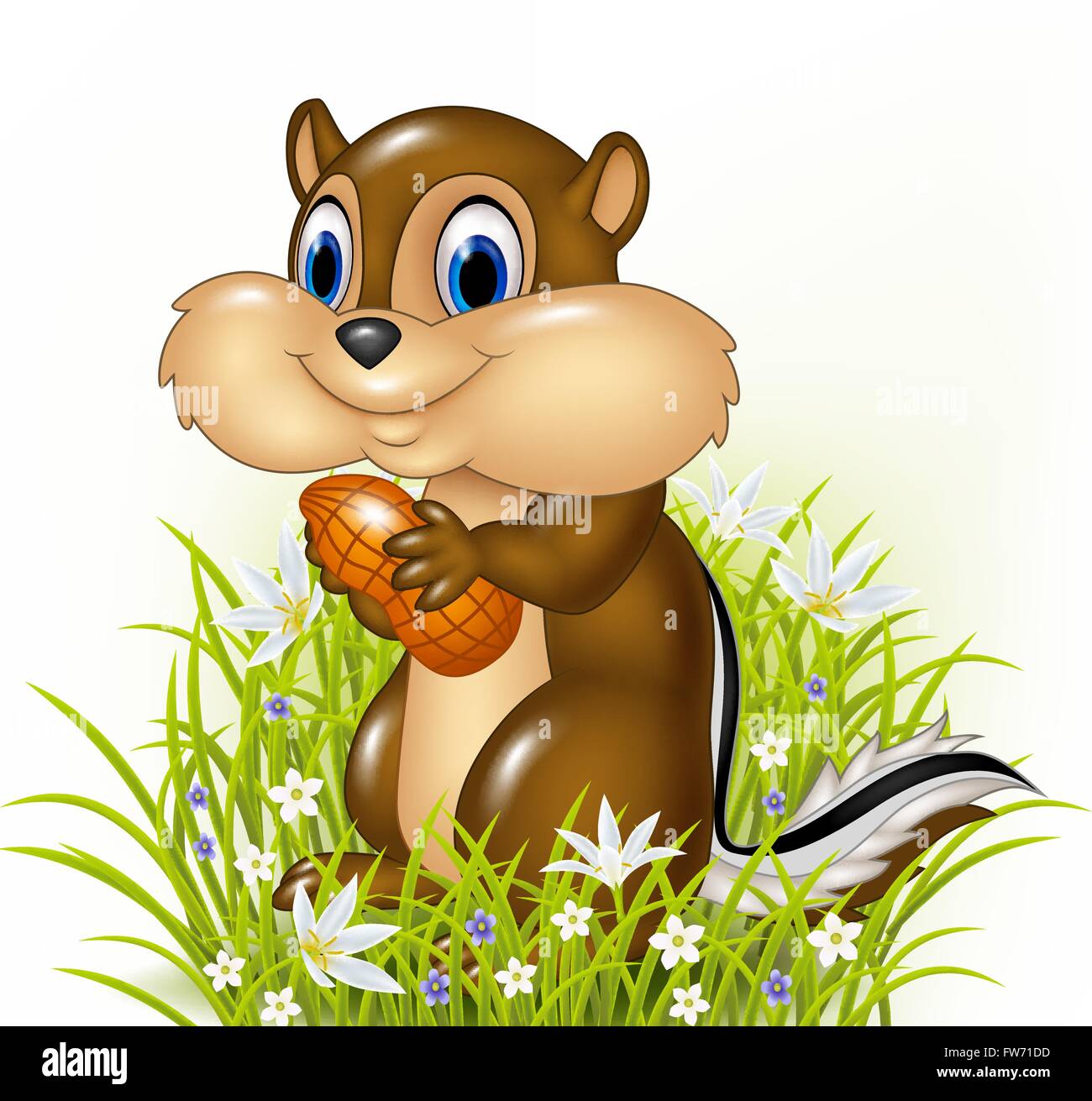 Cartoon chipmunk holding peanut Stock Vector