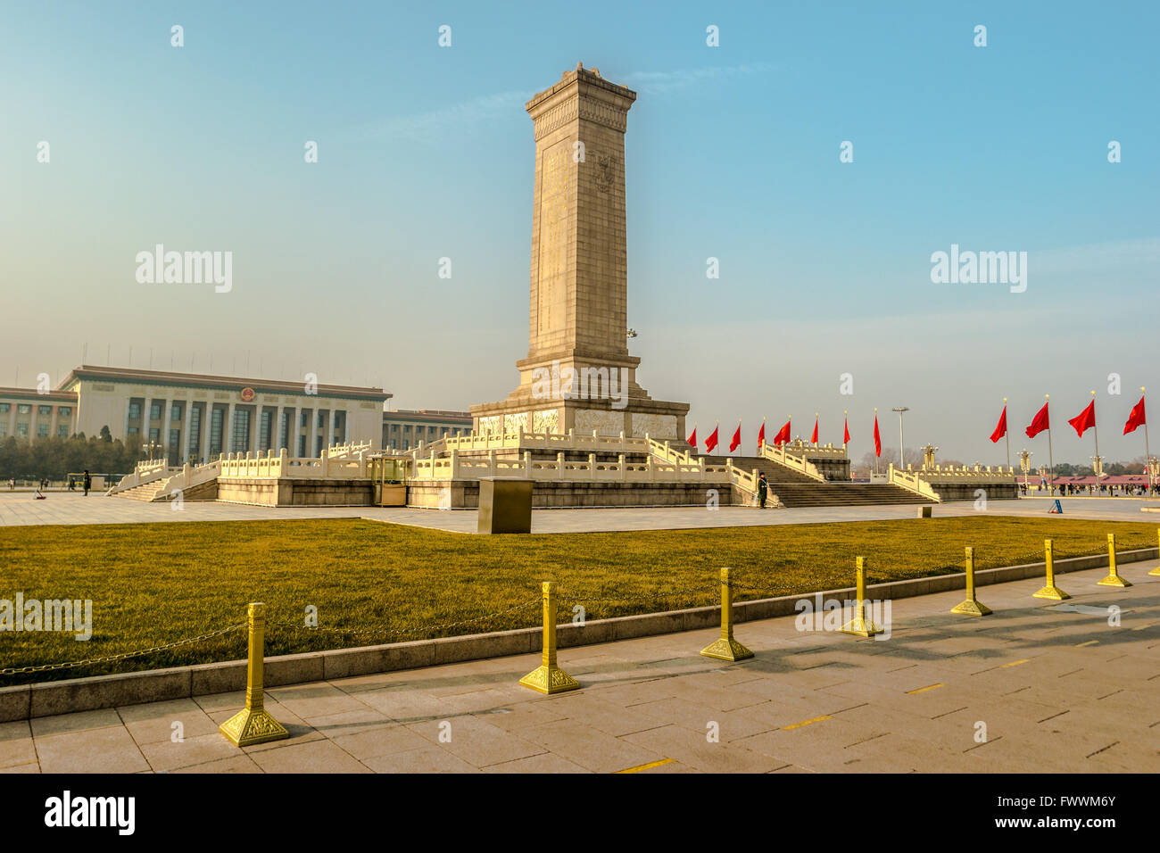 Monument to the People's Heroes on Tian'anmen Square, Beijing Stock Photo