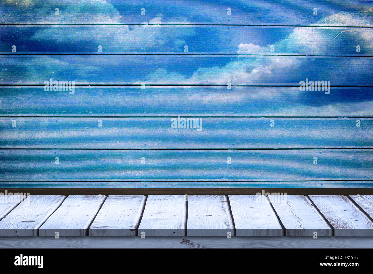 Composite image of wooden desk Stock Photo