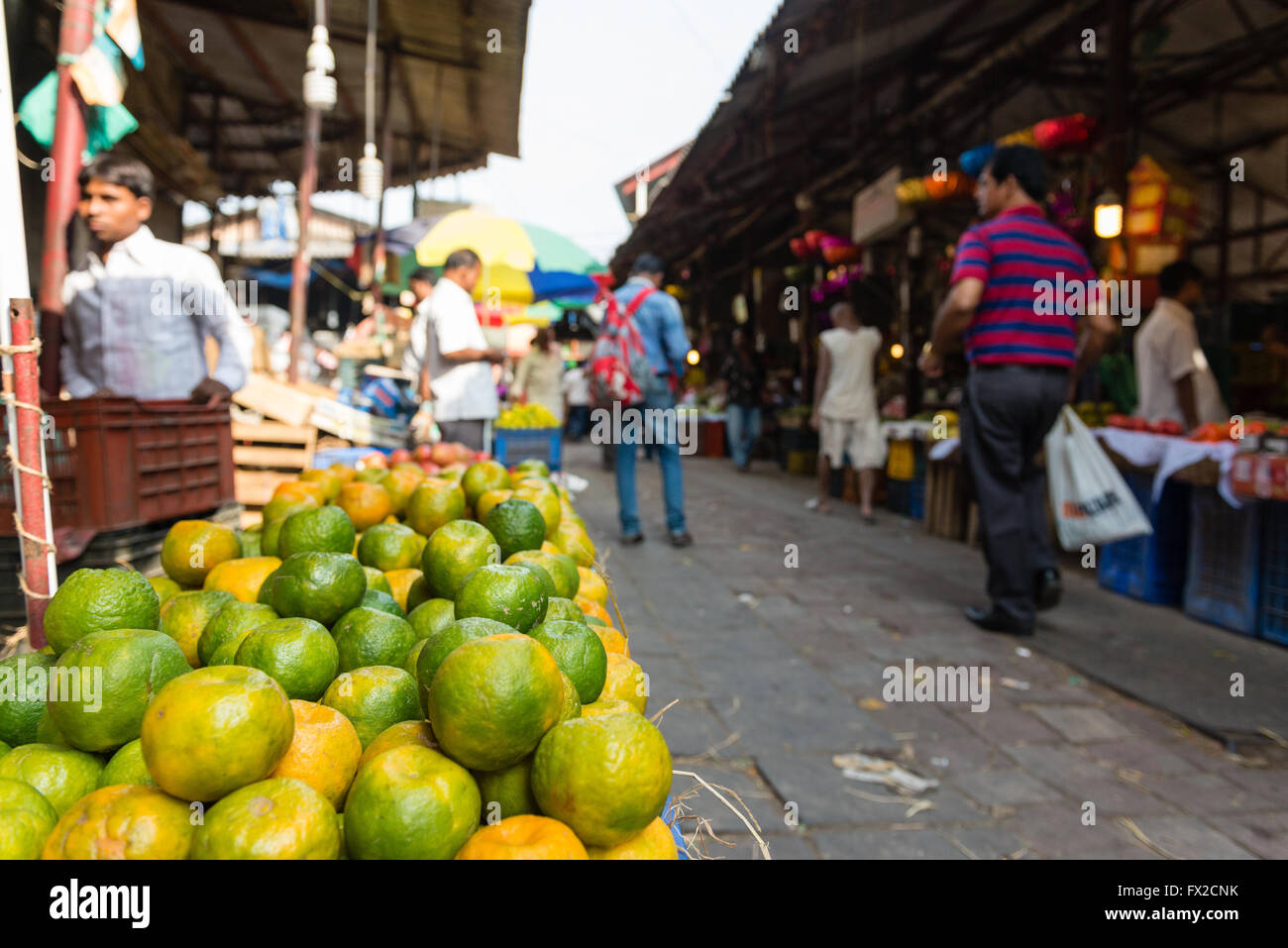 Orange stall at Crawford Market, Mumbai Stock Photo