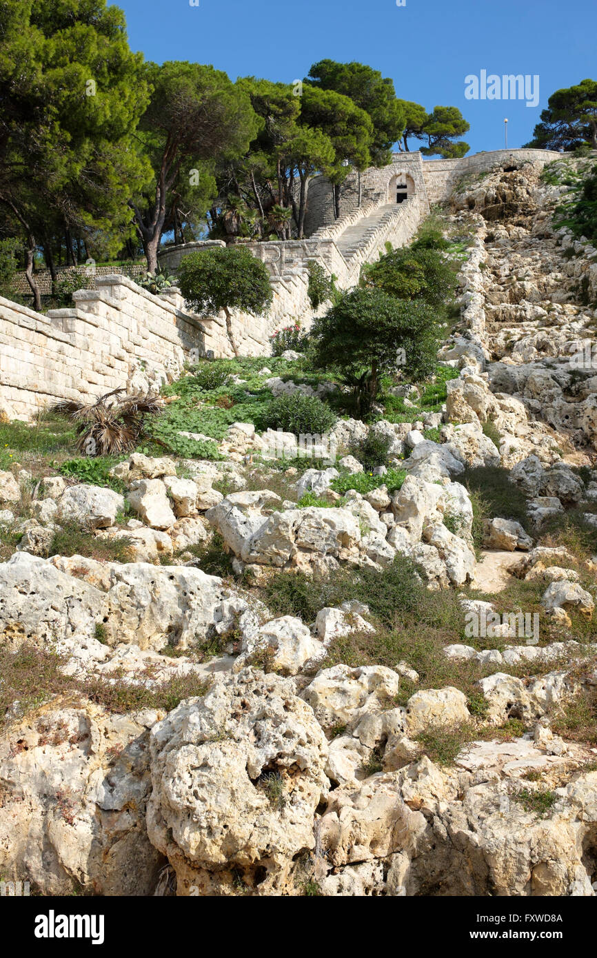 The final stage of the Puglia aqueduct is a man-made waterfall that ends in Santa Maria di Leuca Stock Photo