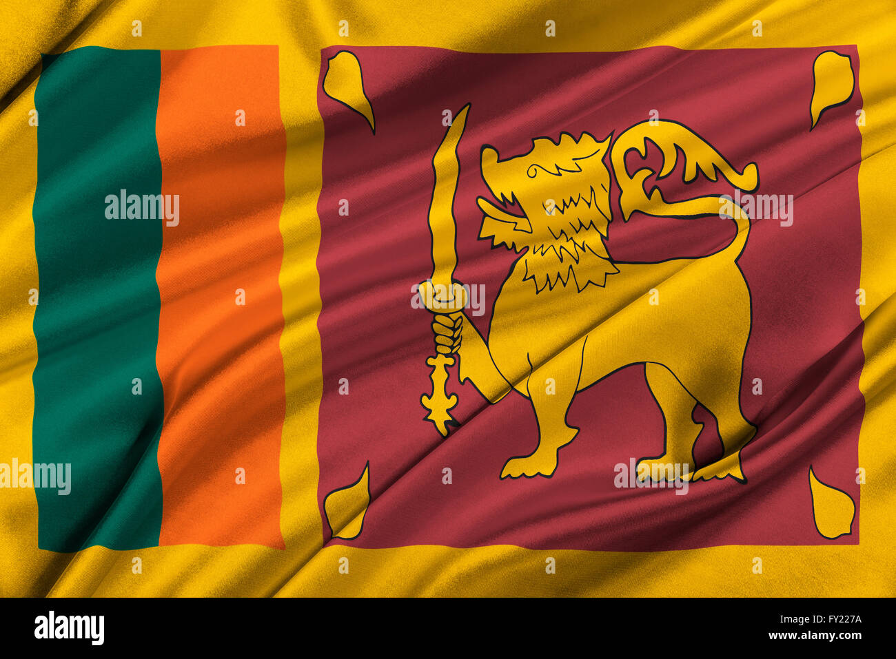 Flag of Sri Lanka waving in the wind. Stock Photo