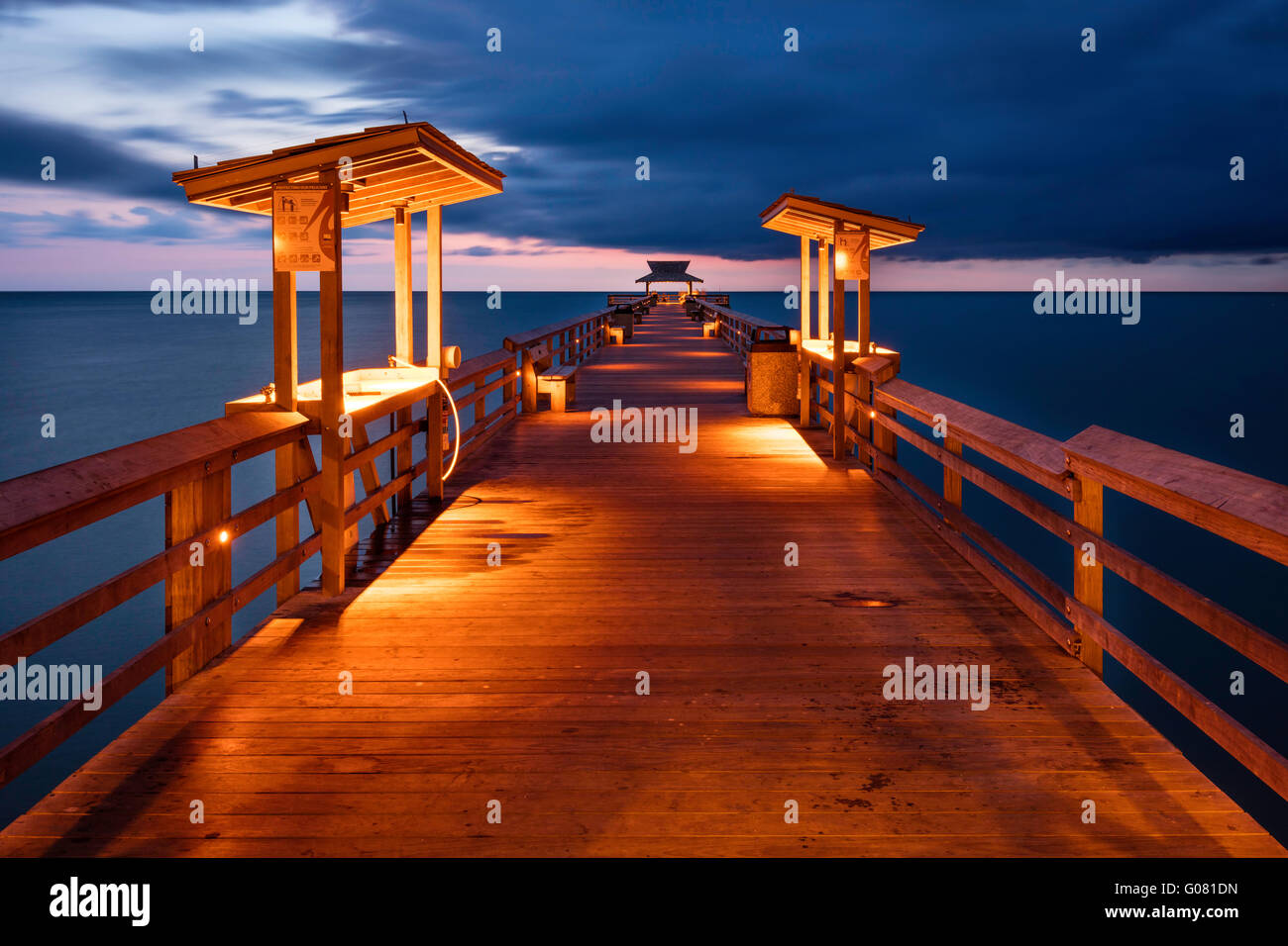 Evening at Naples Pier, Naples, Florida, USA Stock Photo