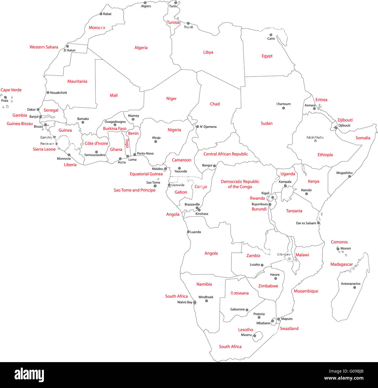 Outline map africa kenya hi-res stock photography and images - Alamy