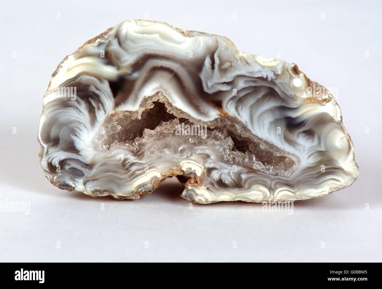 Agate gem stone with crystals Stock Photo