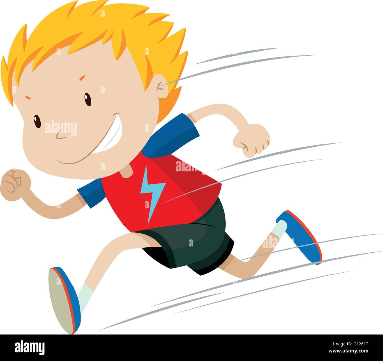 Little boy running alone illustration Stock Vector