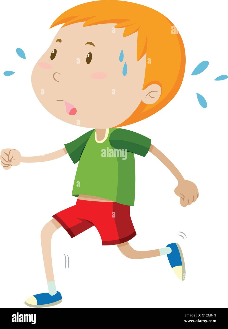 Little boy running alone illustration Stock Vector