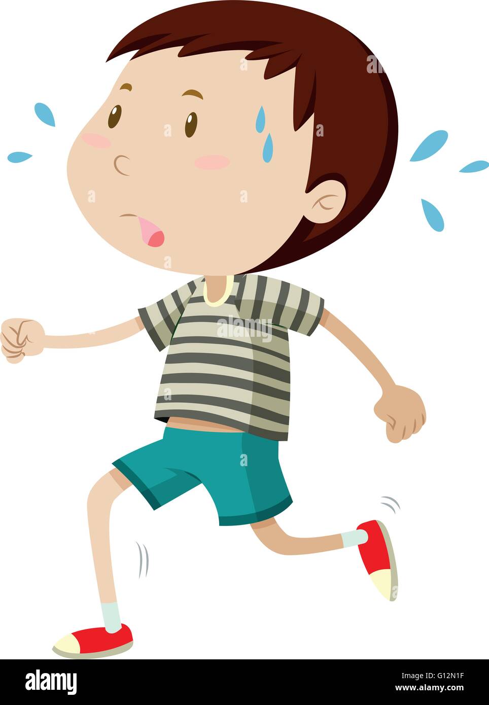 Little boy running alone illustration Stock Vector