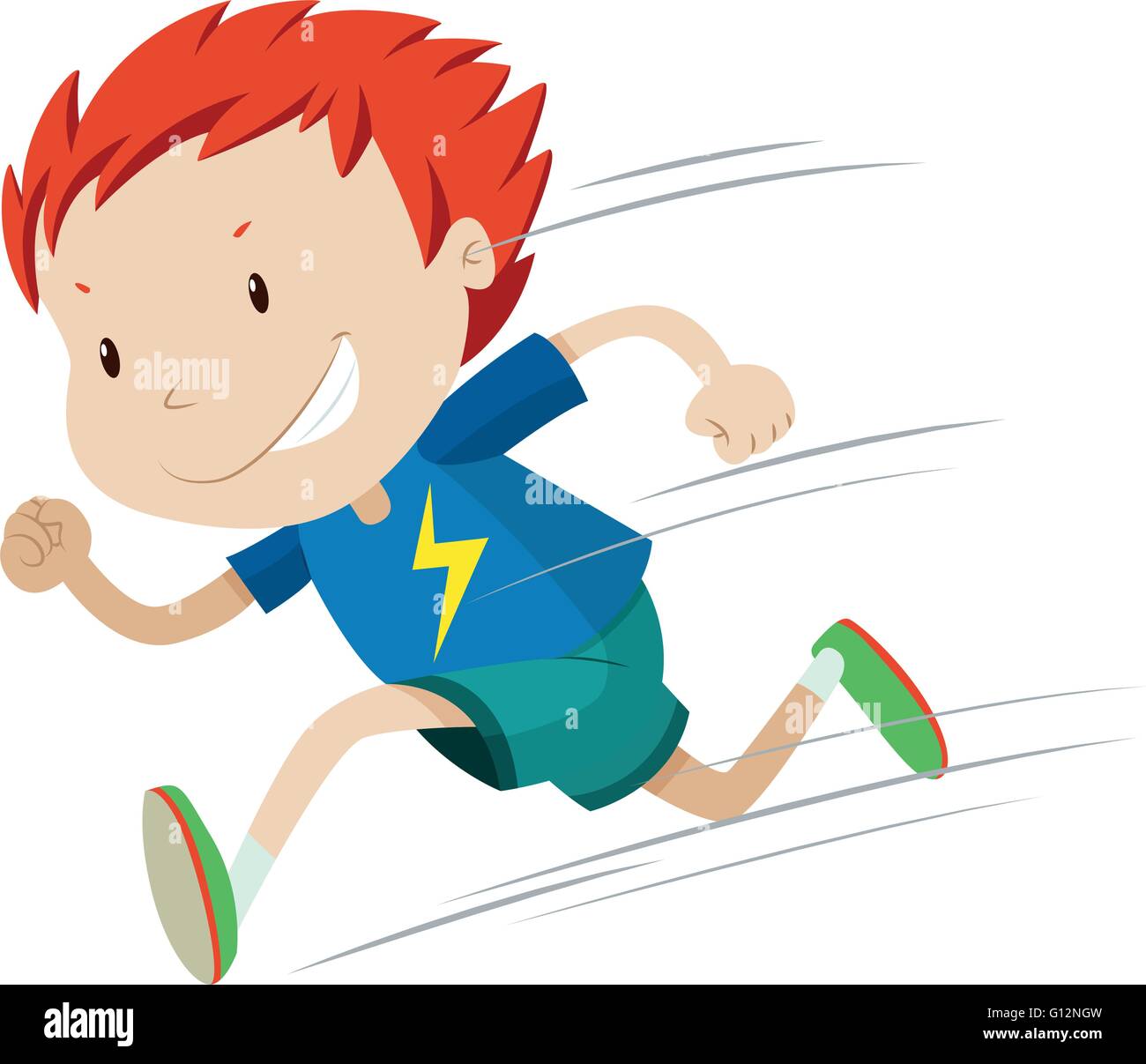 Boy running very fast illustration Stock Vector