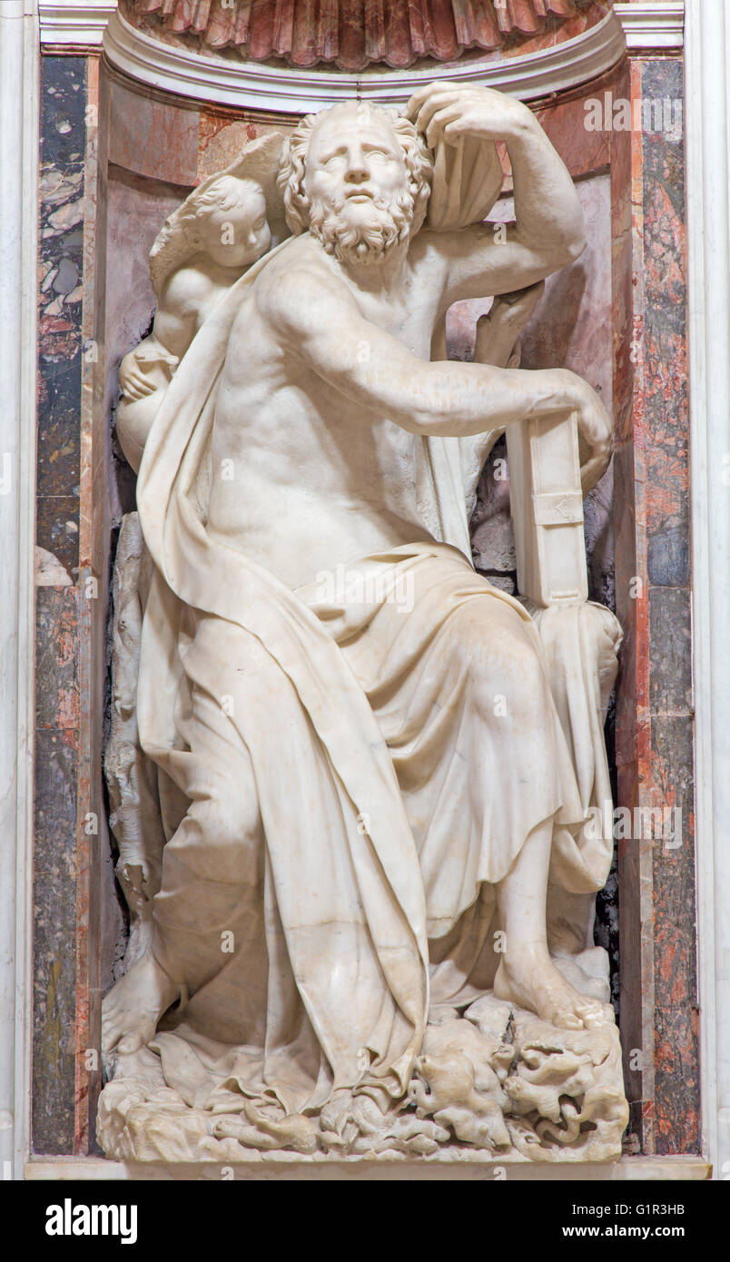 ROME, ITALY - MARCH 9, 2016: The prophet Habakkuk marble statue by Gian Lorenzo Bernini (1655) Stock Photo