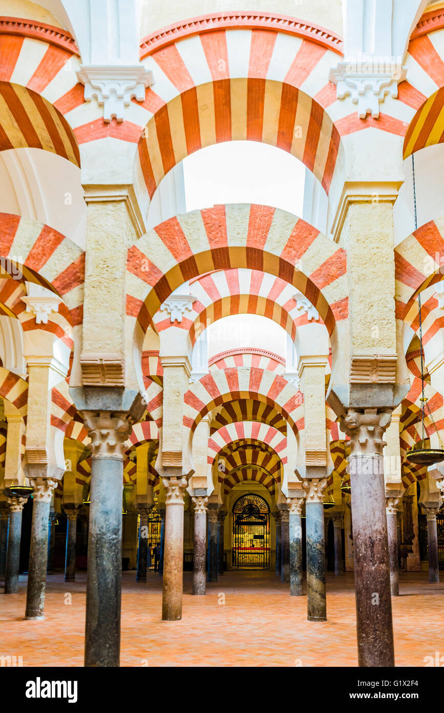 Hypostyle Hall in the Mosque-Cathedral of Córdoba, Andalusia, Spain, Europe Stock Photo