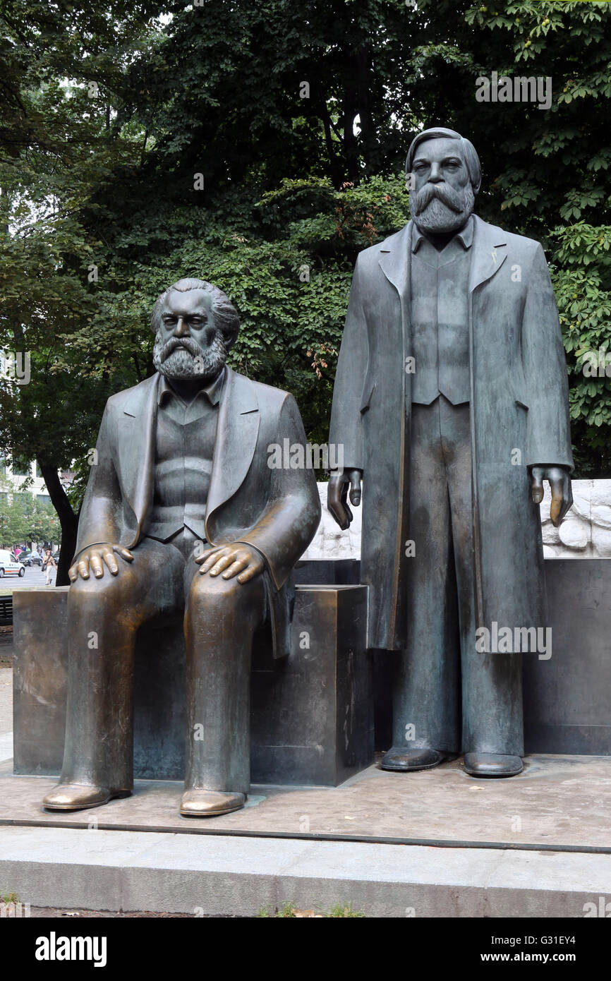 Berlin, Germany, bronze statues of Karl Marx and Friedrich Engels Stock Photo