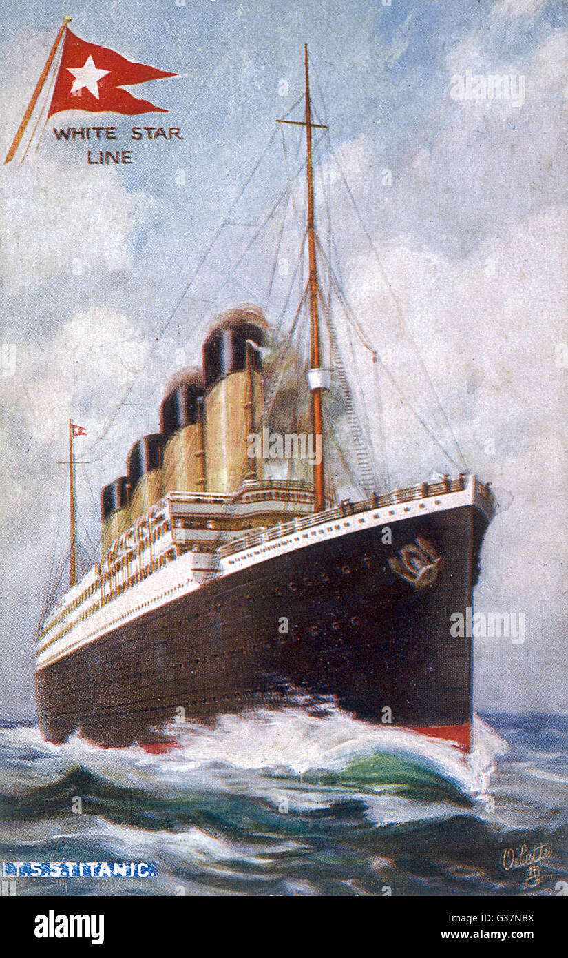 RMS Titanic, passenger liner of the Cunard White Star line; she is the ...