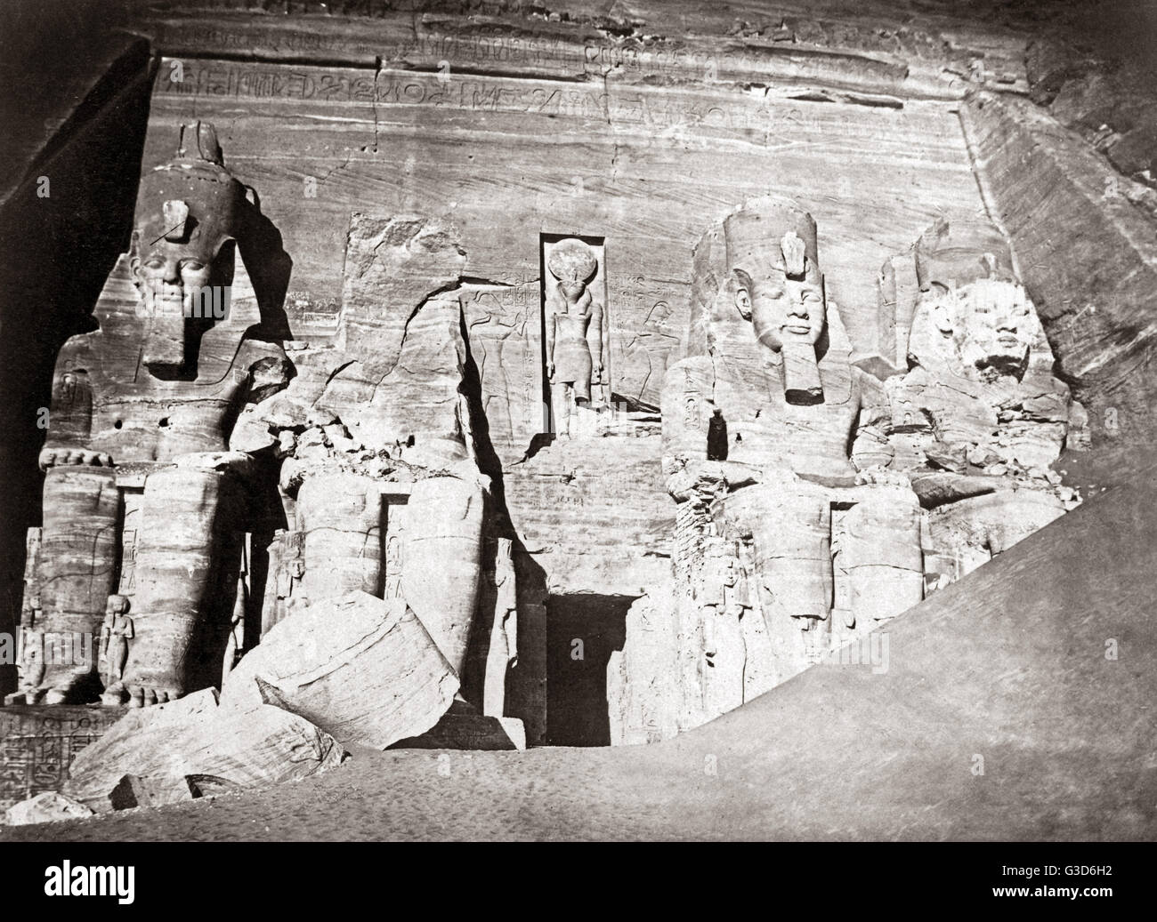 Statues, Abu Simbel, Egypt, circa 1880s Stock Photo