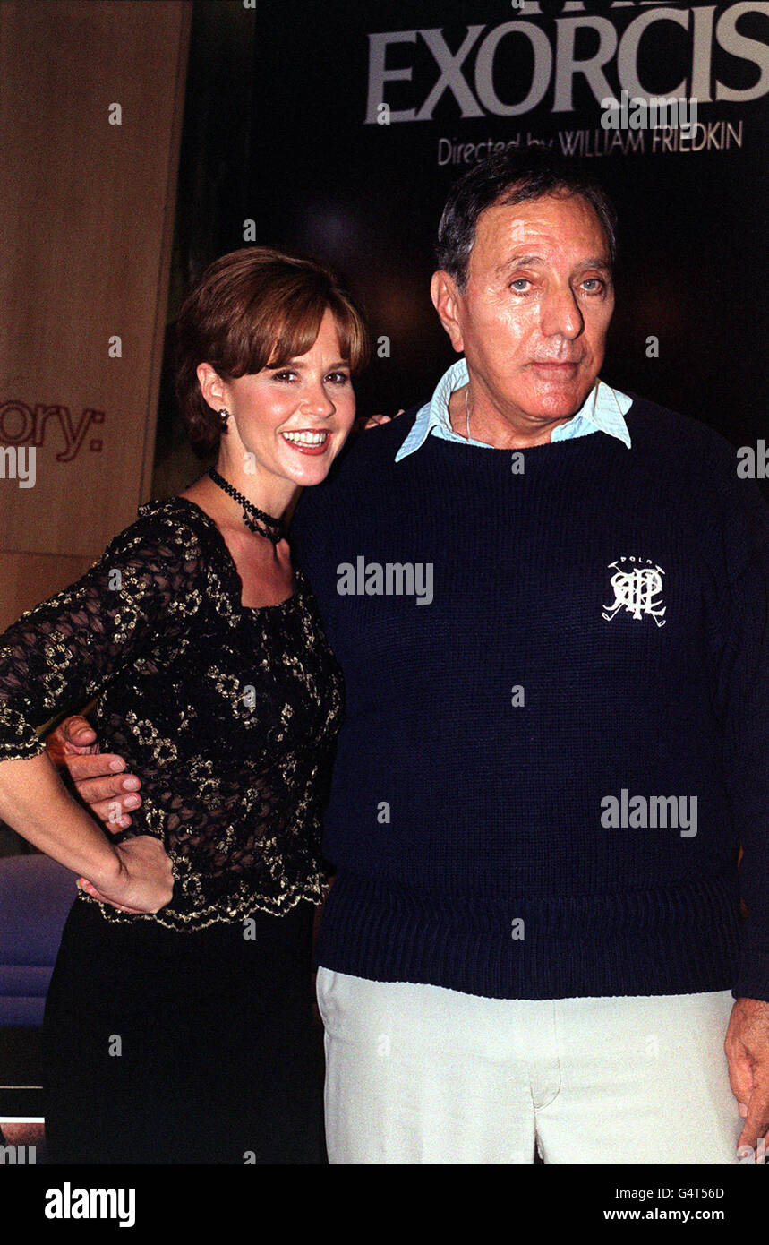 Actress Linda Blair with Writer/Producer William Peter Blatty at a video signing at London's Trocadero, after the long awaited lifting of the 15 year old ban on the film The Exorcist. Stock Photo