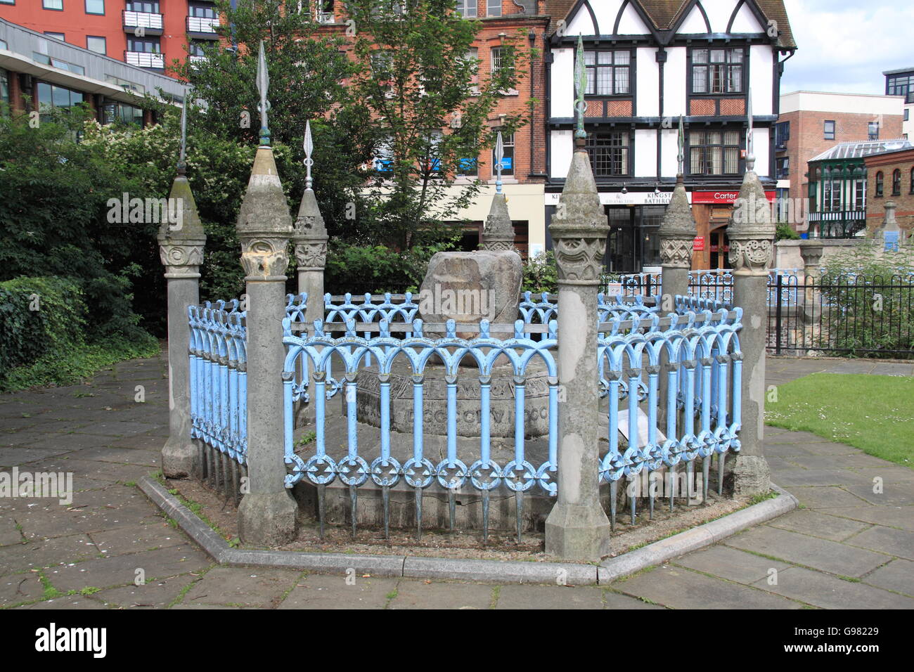 Royal Coronation Stone, Guildhall, High Street, Kingston upon Thames, London, England, Great Britain, United Kingdom, UK, Europe Stock Photo