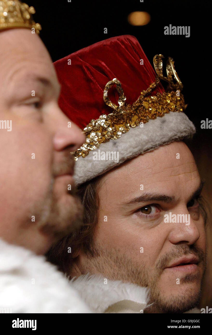 Jack Black (right) and Kyle Gass arrive for the World Premiere of Tenacious D: In the Pick of Destiny at the Vue West End in Leicester Square, central London. Stock Photo