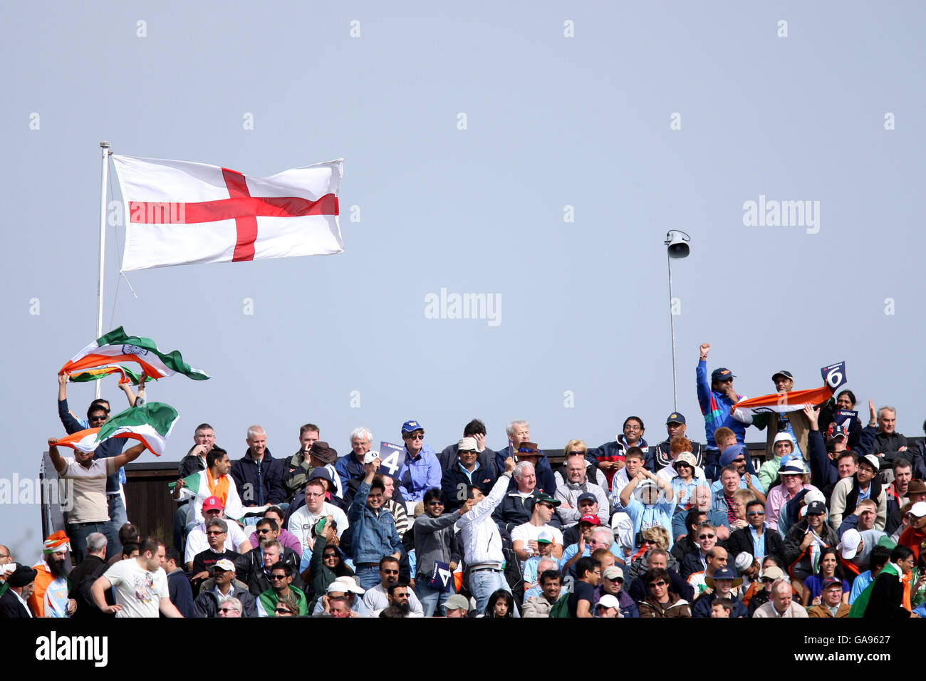 Cricket - Fifth NatWest One Day International - England v India - Headingley. England and India fans in the stands. Stock Photo