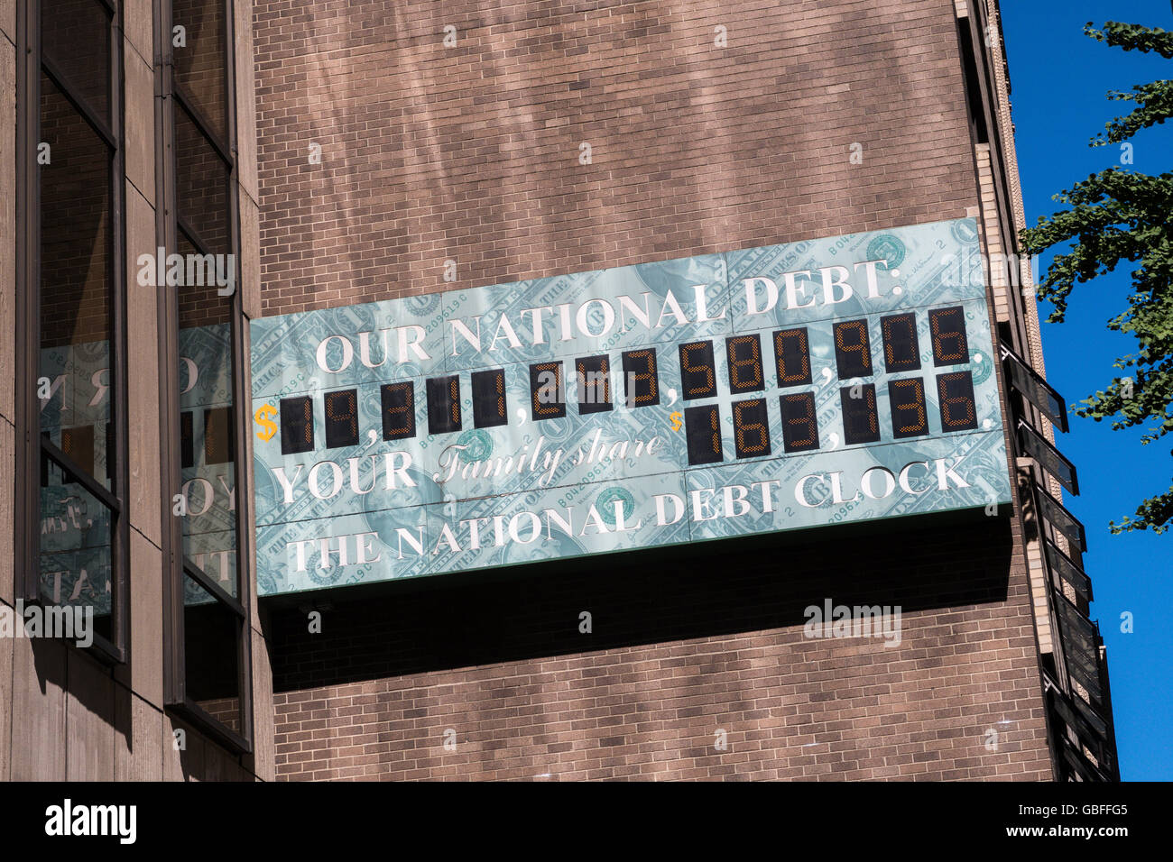 National Debt Clock, Times Square, NYC, USA  2016 Stock Photo