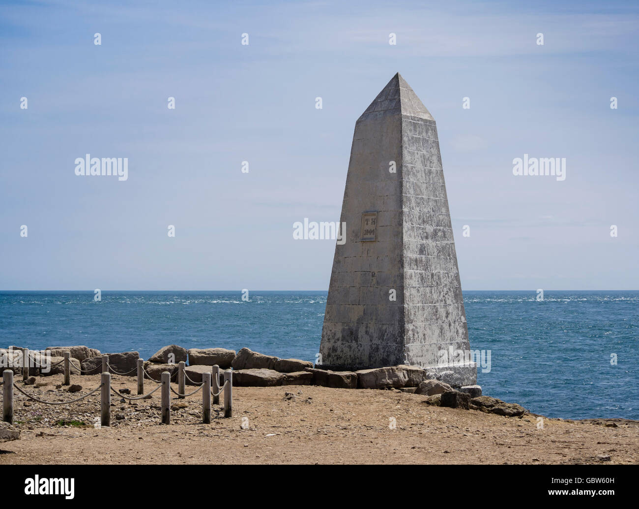 Trinity House Obelisk or Landmark, Portland Bill, near Weymouth, Dorset, England, UK Stock Photo