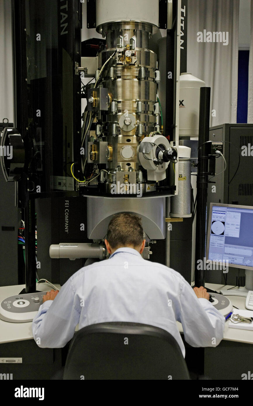 Dr Markus Boese at the controls of a transmission electron microscope as Ireland's most advanced nanoscience research facility, the Crann Advanced Microscopy Laboratory, housing some of the world's most powerful microscopes, officially opens at Trinity Technology and Enterprise Campus in Dublin. Stock Photo