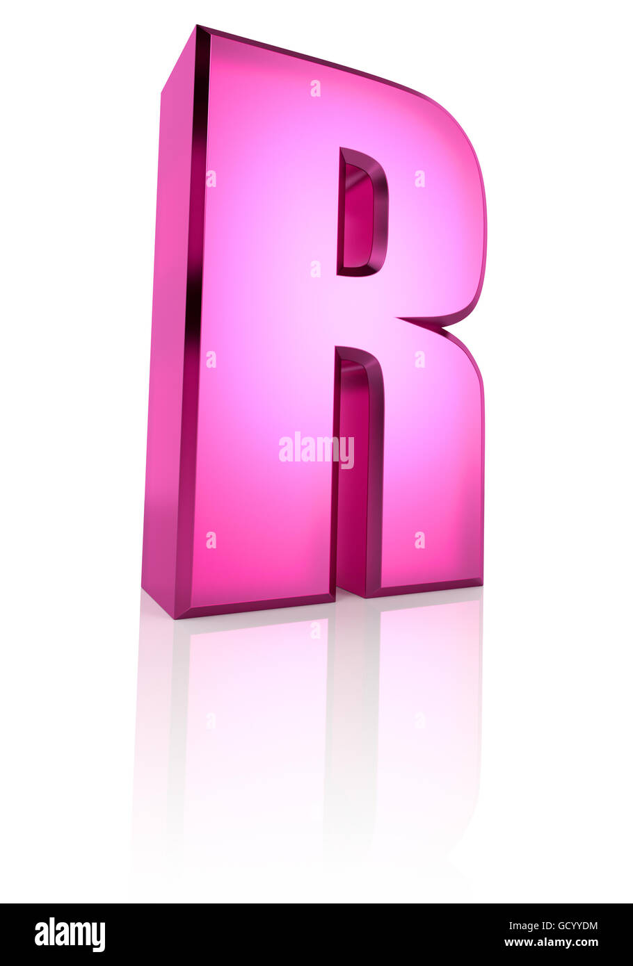 Pink letter R isolated on white background. 3d rendering Stock Photo