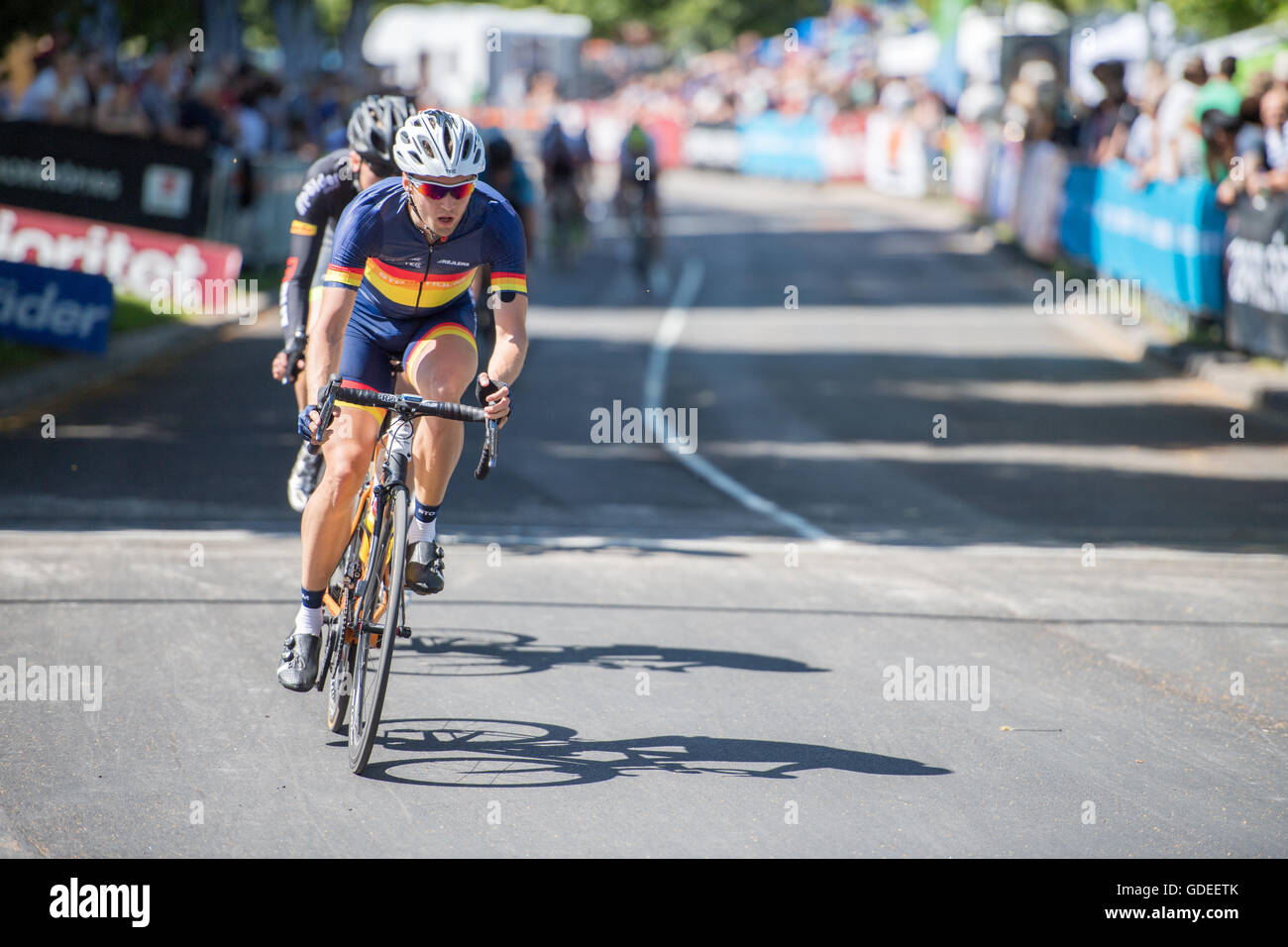 Swedish championship in road bicycle racing on the city track in Norrköping Stock Photo