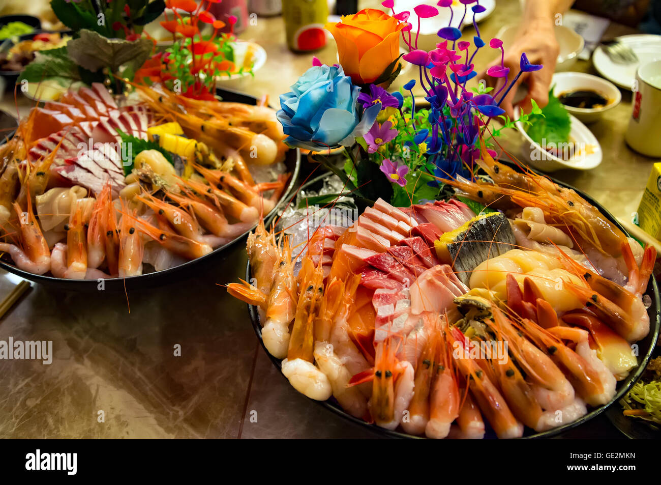 Assorted Japanese Sashimi. Stock Photo