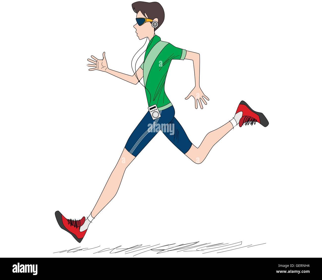 Vector illustration of a running boy Stock Vector