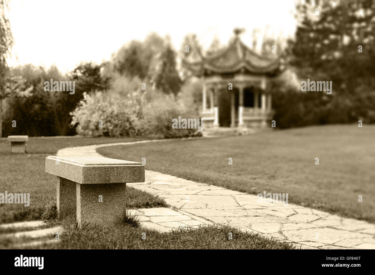 Japanese architecture and green garden Stock Photo