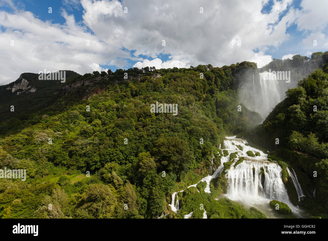 Cascata delle Marmore, waterfall, tallest man-made waterfall, Roman, near Terni, valley of the Nera river, Valnerina, St. Franci Stock Photo