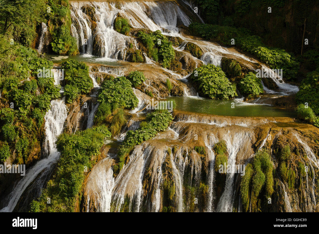 Detail of the Cascata delle Marmore waterfall, tallest man-made waterfall, Roman, near Terni, valley of the Nera river, Valnerin Stock Photo