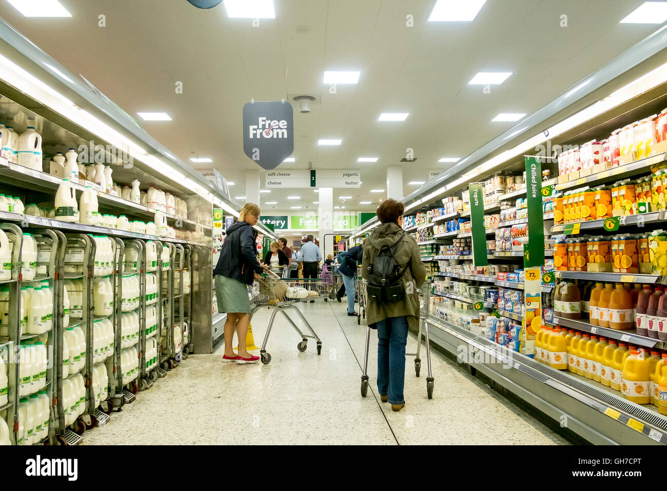 Customers shopping in a Morrisons supermarket. Stock Photo