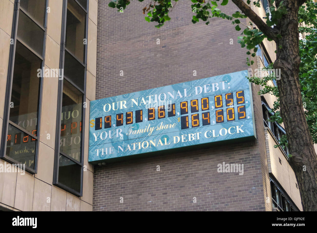 National Debt Clock, Times Square, NYC, USA  2016 Stock Photo