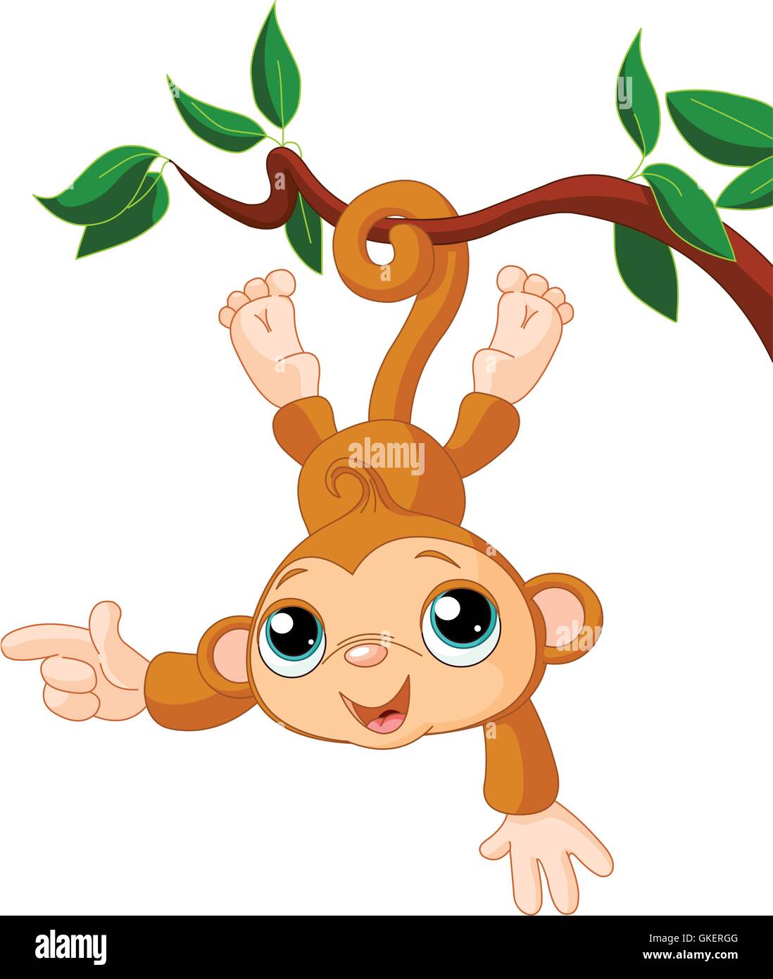 Baby monkey on a tree Stock Vector