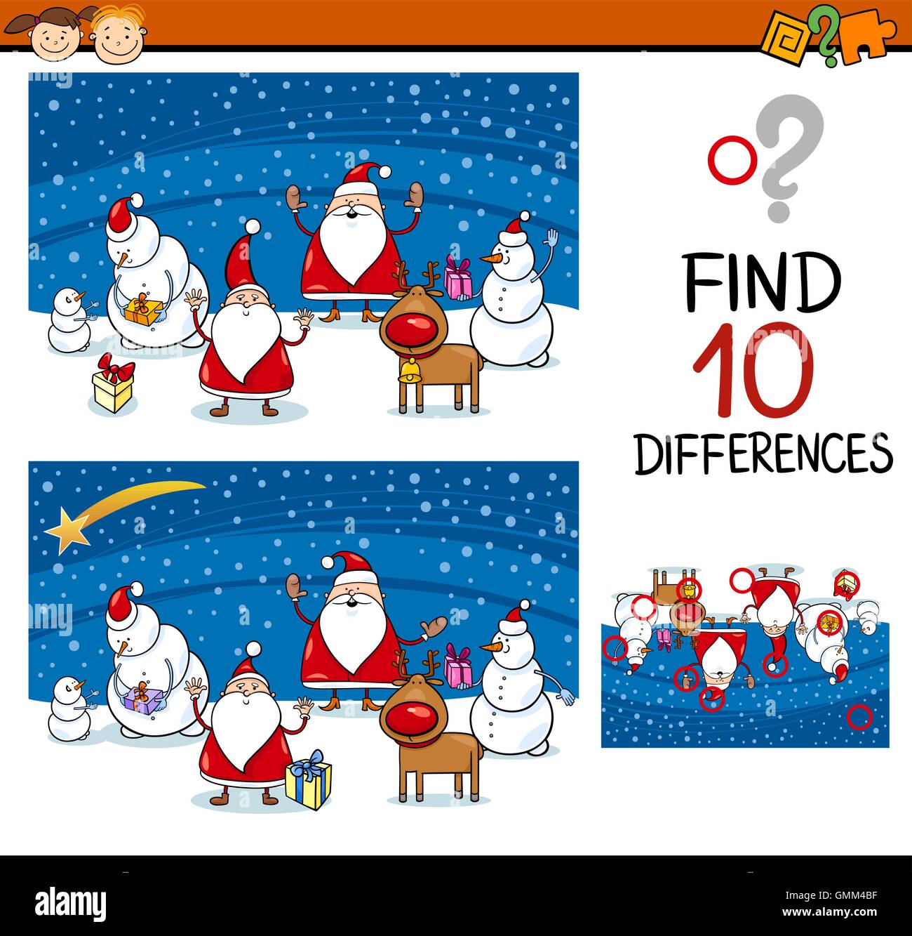 christmas differences game for kids Stock Vector